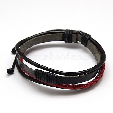 Trendy Unisex Casual Style Multi-Strand Wax and Leather Cord Bracelets(BJEW-L295-M)-2