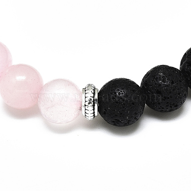 Natürlichen Rosenquarz Perlen Armbänder strecken(BJEW-R309-02-A05)-2