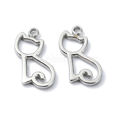 Stainless Steel Color Cat Shape 304 Stainless Steel Charms