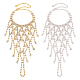 2Pcs 2 Colors Crystal Rhinestone Chain Tassel Ring Bracelets Set(BJEW-AN0001-19)-1