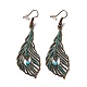 3 Pairs 3 Style Donut & Flat Round & Feather Alloy Dangle Earrings Set(EJEW-G330-06R)-2