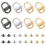 8 Sets 4 Colors Alloy Bag Double D-Ring Suspension Clasps, with Screws, Mixed Color, 3x2.2x1.1cm, Hole: 1.8mm, 2 sets/color(FIND-WR0009-70)