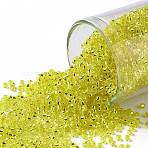 TOHO Round Seed Beads, Japanese Seed Beads, (32) Silver Lined Lemon, 15/0, 1.5mm, Hole: 0.7mm, about 3000pcs/10g(X-SEED-TR15-0032)