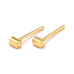Minimalist Rectangle 925 Sterling Silver Stud Earrings, Dainty Post Earrings for Girl Women, Golden, 2x3mm, Pin: 1mm(EJEW-I259-06G)