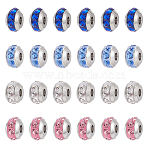 24Pcs 4 Colors 304 Stainless Steel Polymer Clay Rhinestone Beads, Rondelle, Stainless Steel Color, Mixed Color, 7x4mm, Hole: 2mm, 4pcs/color(STAS-UN0063-79)