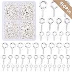 Iron Screw Eye Pin Peg Bails, For Half Drilled Beads, Silver, 8~13x4~6.5x1~1.5mm, Hole: 2mm(IFIN-YW0003-82)