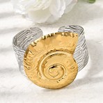 Hammered 304 Stainless Steel Cuff Bangles for Women, Two Tone, Conch, Inner Diameter: 2.30 inch(5.85cm), 54mm wide(BJEW-Z177-01GP-05)