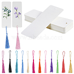 DIY Bookmarks Kits, Including Paper Blank Bookmarks, Polyester Tassel Big Pendant Decorations, Mixed Color, 139x49x0.3mm, Hole: 4mm, 60pcs(DIY-SP0001-94B)