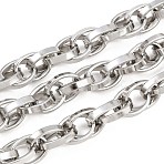 304 Stainless Steel Rope Chains, Unwelded, with Spool, Stainless Steel Color, 13.5x10x2.5mm(CHS-C022-01P)