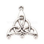 Tibetan Style Alloy Chandelier Components Links, Wish Knot Triangle, Cadmium Free & Lead Free, Antique Silver, 28.5x25x2mm, Hole: 2mm, about 450pcs/1000g(TIBE-Q064-29AS-RS)