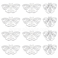 DICOSMETIC 12Pcs 304 Stainless Steel Pendants, Butterfly, Stainless Steel Color, 24.5x44.5x1.5mm, Hole: 1.8mm(STAS-DC0011-17)