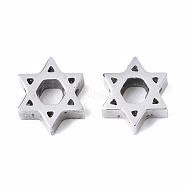 304 Stainless Steel Beads, for Jewish, Star of David, Stainless Steel Color, 8.5x10x3mm, Hole: 2mm(STAS-S079-190P)