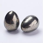Natural Pyrite Egg Stone, Pocket Palm Stone for Anxiety Relief Meditation Easter Decor, 40x30mm(DJEW-K009-C01)
