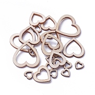 Laser Cut Wood Shapes, Unfinished Wooden Embellishments, Wooden Linking Rings, Heart, Antique White, 9~29x9~30x2~2.5mm, 5~20x5~21mm inner measure(WOOD-I004-41)