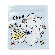 Square Plastic Packaging Zip Lock Bags, with Cartoon Animal Pattern, Top Self Seal Pouches, Rabbit, 10.9x10x0.15cm, Unilateral Thickness: 2.5 Mil(0.065mm)(OPP-K001-04B)