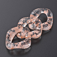 Transparent Acrylic Linking Rings, Quick Link Connectors, for Curb Chains Making, Twist Oval, Light Salmon, 31x29x7mm, Inner Diameter: 11x17mm(OACR-N009-016A-06)