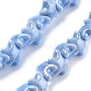 Handmade Porcelain Beads, Starfish, Cornflower Blue, 12x10.5x6mm, Hole: 2mm, about 40pcs/strand, 11.61''(29.5cm)(PORC-Q002-03A)