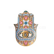 Hamsa Hand/Hand of Miriam with Evil Eye Ceramic Jewelry Plate, Storage Tray for Rings, Necklaces, Earring, Colorful, 160x115mm(WG72491-03)