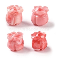 Synthetic Shell Dyed Beads, Flower, Light Coral, 8.5x8x8mm, Hole: 1.4mm(SHEL-H005-23)