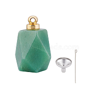 Natural Green Aventurine Perfume Bottle Pendant, with 304 Stainless Steel Mini Funnel & Eye Pins, 3pcs/set(G-NB0003-58B)