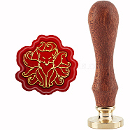 Wax Seal Envelope Gift Seal, with Yellow Sandalwood, Fox Pattern, 89~90mm(AJEW-WH0192-059)