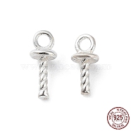 925 Sterling Silver Cup Pearl Peg Bails Pin Pendants, For Half Drilled Beads, Silver, 6~6.5x3mm, Hole: 1.2mm, Pin: 1mm(STER-F053-01S)