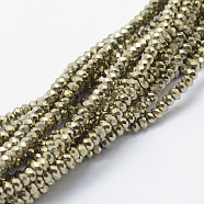 Electroplate Glass Beads Strands, Full Plated, Faceted, Rondelle, Antique Bronze Plated, 2.5x1.5mm, Hole: 0.5mm, about 197~201pcs/strand, 12.9 inch(33cm)(X-EGLA-J144-FP-A04)