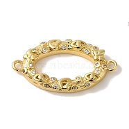 Rack Plating Brass Micro Pave Cubic Zirconia Links Connector Charms, Cadmium Free & Lead Free, Long-Lasting Plated, Oval, Real 18K Gold Plated, 25.5x13.5x3mm, Hole: 1.4mm(KK-P267-21G)