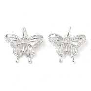 Alloy Pendants, with Jump Rings, Butterfly Charms, Silver, 13x17x2mm, Hole: 4mm(ENAM-M008-19S)