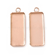 Ion Plating(IP) 304 Stainless Steel Pendant Cabochon Settings, Plain Edge Bezel Cups, Rectangle, Rose Gold, Tray: 10x25mm, 30x11x2mm, Hole: 2.4mm(STAS-I069-36RG)