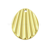 Textured 201 Stainless Steel Pendants, Golden, Oval, 21.5x17.5x1mm, Hole: 1.6mm(STAS-A069-12G)