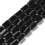 Natural Obsidian Beads Strands, with Seed Beads, Faceted, Column, 8.5~11x5.5~6.5mm, Hole: 1mm, about 14~15pcs/strand, 7.48''(19cm)(G-N327-06-01)