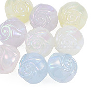 Rainbow Iridescent Plating Acrylic Beads, Glitter Beads, Flower, Mixed Color, 16x19x19mm, Hole: 3mm(OACR-N010-065)