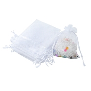 Organza Bags Jewellery Storage Pouches, Wedding Favour Party Mesh Drawstring Gift Bags, White, 12x9cm(OP-YW0001-01C-02)