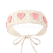 Lovely Cartoon Pattern Decorative Head Band, Hollow Out Knitted Hair Accessories, for Women And Girls, Heart, 440x60mm(PW-WG27200-04)