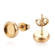 Ion Plating(IP) 304 Stainless Steel Stud Earring Settings, with Ear Nuts, Flat Round, Golden, 8.5mm, Pin: 0.8mm, Tray: 6mm(STAS-K202-05B-G)