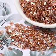 MIYUKI Half TILA Beads, Japanese Seed Beads, 2 Hole, (HTL4576) Crystal Orange Rainbow, 5x2.3x1.9mm, Hole: 0.8mm, about 250pcs/10g(X-SEED-J020-HTL4576)