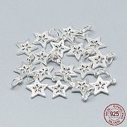925 Sterling Silver Charms, with Jump Ring, Star, Silver, 12x10x1mm, Hole: 4mm(X-STER-T002-298S)