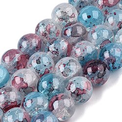 Baking Painted Crackle Glass Bead Strands, Round, Deep Sky Blue, 8mm, Hole: 1.2mm, about 103pcs/strand, 30.08~30.7''(76.4~78cm)(DGLA-R053-03I-1)