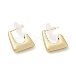 Alloy Trapezoid Stud Earrings with 925 Sterling Silver Pin, Half Hoop Earrings for Women, Golden, 20x18x5mm, Pin: 0.7mm(EJEW-G310-01G)