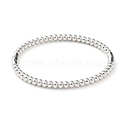 Non-Tarnish 304 Stainless Steel Round Beaded Bangle for Women, Stainless Steel Color, Inner Diameter: 2~2-1/4 inch(49.5~5.7cm)(BJEW-B064-01P)