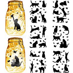 12 Sheets 6 Styles Self-Adhesive PVC Waterproof Picture Stickers, Black, Cat Shape, 200x150mm, 2 sheets/style(DIY-WH0605-002)