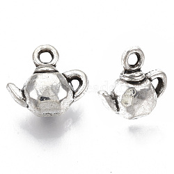 Tibetan Style Alloy Charms, Cadmium Free & Lead Free, Kettle, Antique Silver, 11x12x6.5mm, Hole: 1.6mm, about 640pcs/1000g(TIBE-S320-040AS-LF)