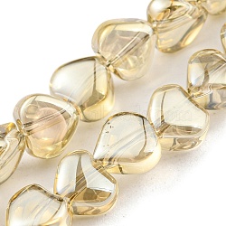 Full Plated Electroplate Glass Beads Strands, Heart, Light Goldenrod Yellow, 5.5x6x4mm, Hole: 0.9mm, about 110pcs/strand, 23.23 inch(59cm)(EGLA-G037-09A-FP03)