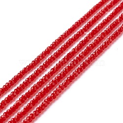 Transparent Glass Beads Strands, Faceted, Round, Red, 2mm, Hole: 0.6mm, about 182~201pcs/strand, 14.57~15.24 inch((37~38.7cm)(X-GLAA-C019-01A-16)