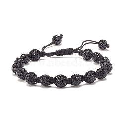 Sparkling Ball Rhinestone Braided Bead Bracelet for Women, Jet, Inner Diameter: 2~3 1/8 inch(5.2~8cm)(BJEW-JB07703-05)