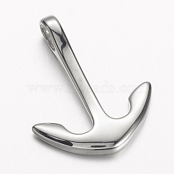 Non-Tarnish 304 Stainless Steel Pendants, Anchor, Stainless Steel Color, 37x29.5x7mm, Hole: 5x7mm(X-STAS-D166-20P)