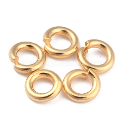 Rack Plating Brass Jump Rings, Open Jump Rings, Long-Lasting Plated, Real 24K Gold Plated, 4x1mm, 18 Gauge, Inner Diameter: 2mm(KK-O139-18K-G)