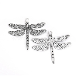 Tibetan Style Alloy Pendants Jewelry Accessories, Dragonfly, Antique Silver, 63x70x1mm(PW-WGB94DE-04)