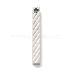 304 Stainless Steel Pendants, Rectangle, Stainless Steel Color, 40x5x5mm, Hole: 3mm(STAS-D039-02B-P)